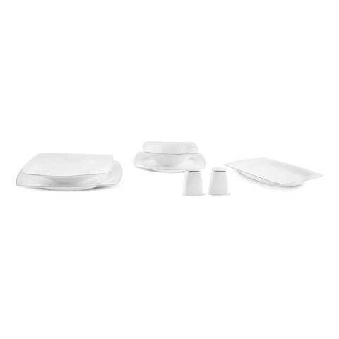 Karaca Square Bone Mensa 52-Piece 12-Person Dinnerware Set, Platinum


