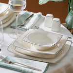 Karaca Square Bone Mensa 52-Piece 12-Person Dinnerware Set, Platinum


