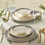 Karaca Elegance Bone Cordoba 53-Piece Dinnerware Set for 12 People, Gold