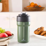 Karaca Thermosteel Camping 2-in-1 Edelstahl-Thermosflasche 450 ml Khaki