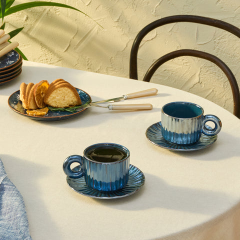 Karaca Arthur Marineblaue Teetasse für 2 Personen, 260 ml