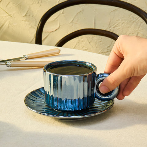 Karaca Arthur Marineblaue Teetasse für 2 Personen, 260 ml