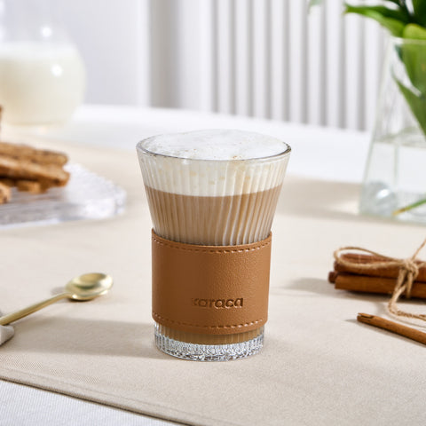 Karaca Leather Cool Touch Latte Glass 210 Ml Brown