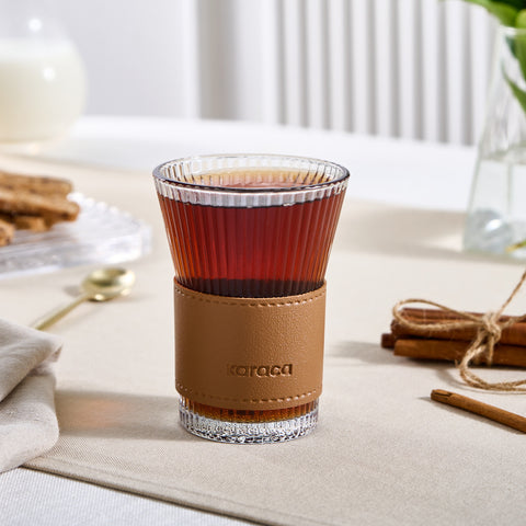 Karaca Leather Cool Touch Latte Glass 210 Ml Brown