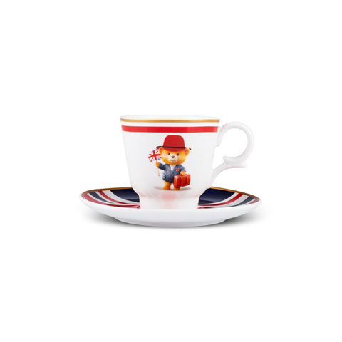 Karaca London 4-teiliges Bone China Espresso-/Türkische Kaffeetassen-Set für 2 Personen, 80 ml, Mehrfarbig
