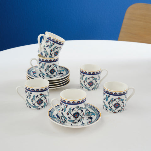 Karaca Rumi Kaffeetassenset für 6 Personen, 80 ml