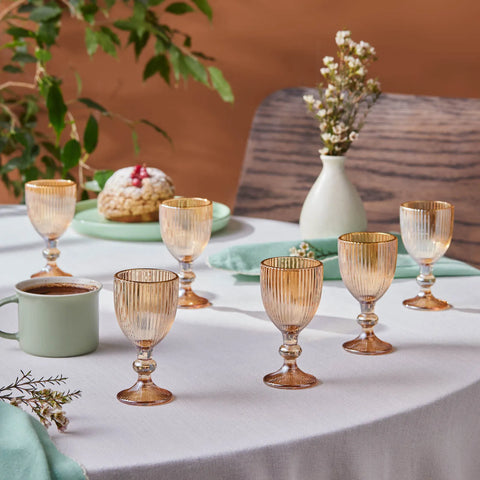 Karaca Rocco 6-Piece Coffee Glass Set, Amber, 60ML