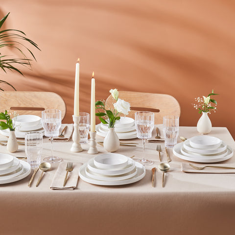  Karaca Streamline New Saturn White 24-Piece Dinnerware Set, 6 Persons