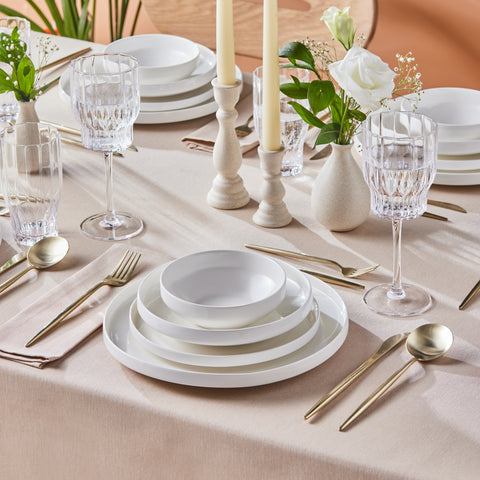  Karaca Streamline New Saturn White 24-Piece Dinnerware Set, 6 Persons