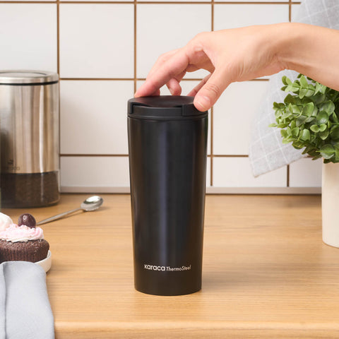 Karaca Sheeny Edelstahl Auslaufsicherer Thermobecher 450 ml Schwarz