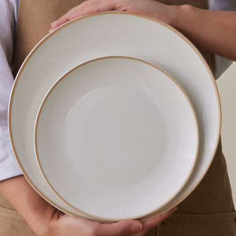 Karaca Forever Bone Ollie 53-Piece 12-Person Dinner Set Gold