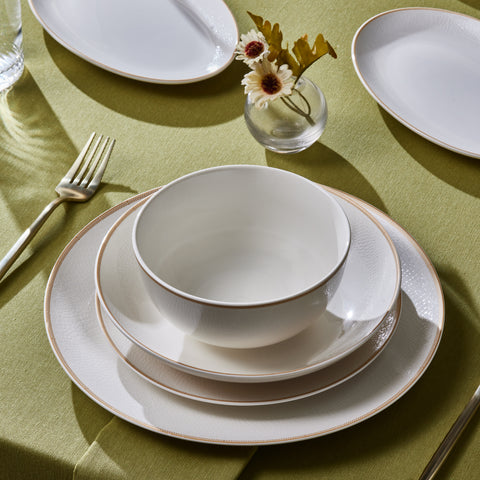 Karaca Forever Bone Ollie 53-Piece 12-Person Dinner Set Gold