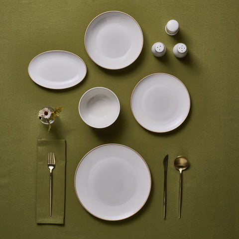 Karaca Forever Bone Ollie 53-Piece 12-Person Dinner Set Gold