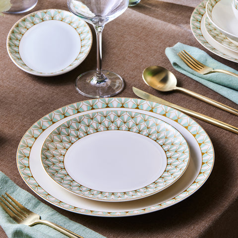 Karaca Forever Bone Emerald, 53-teiliges Tafelservice für 12 Personen