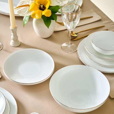 Karaca Fine Bone Meridian 55-teiliges Tafelservice für 12 Personen Gold