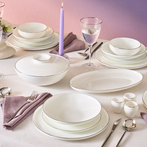 Karaca Fine Bone Meridian 55 Parça 12 Kişilik Yemek Takımı Platin 