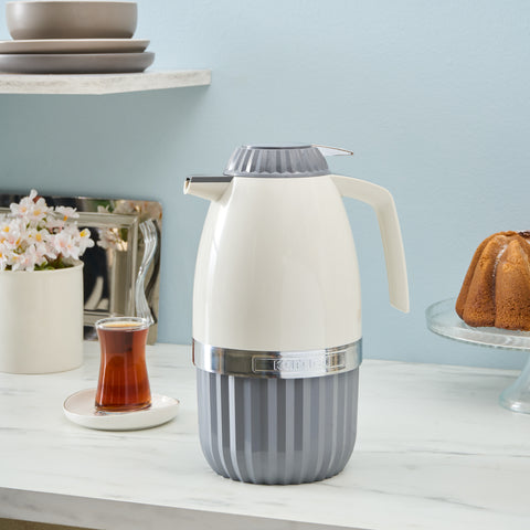 Karaca Gant Auslaufsichere Glas-Thermoskanne, Grau, 2L