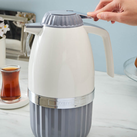 Karaca Gant Auslaufsichere Glas-Thermoskanne, Grau, 2L