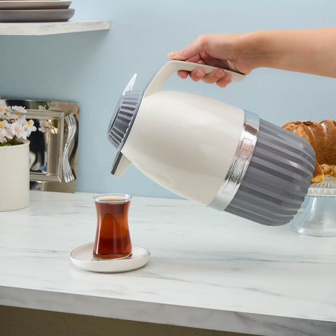 Karaca Gant Auslaufsichere Glas-Thermoskanne, Grau, 2L