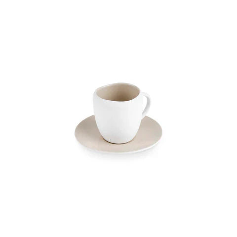 Karaca Earth Collection New Cupid Reactive Glaze Espresso Türk Kahve Fincan Seti, 90 ml, Tek Kişilik, Bej Beyaz