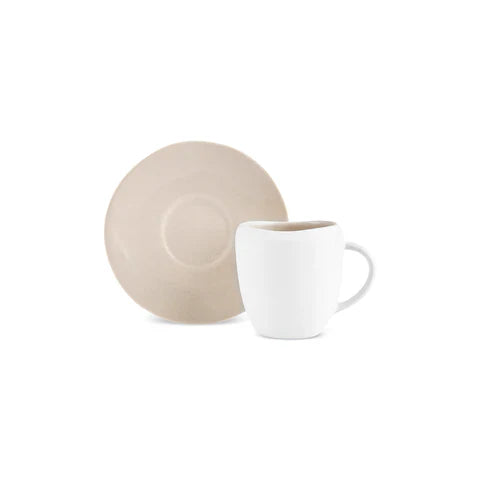 Karaca Earth Collection New Cupid Reactive Glaze Espresso Türk Kahve Fincan Seti, 90 ml, Tek Kişilik, Bej Beyaz