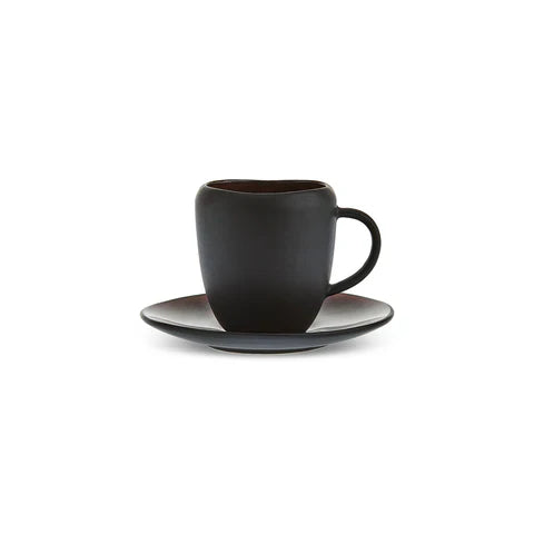 Karaca Earth Collection New Galactic 2 Parça Reaktif Sırlı Espresso Türk Kahve Fincan Seti, 100 ml, Tek Kişilik, Siyah