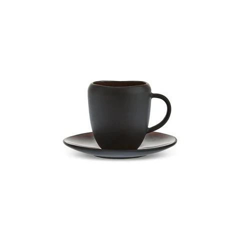 Karaca Earth Collection New Galactic 2 Parça Reaktif Sırlı Espresso Türk Kahve Fincan Seti, 100 ml, Tek Kişilik, Siyah