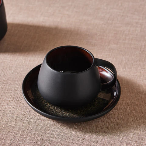 Karaca Earth Collection New Galactic 2-teiliges Teeset mit Reaktivglasur, 300 ml, Schwarz