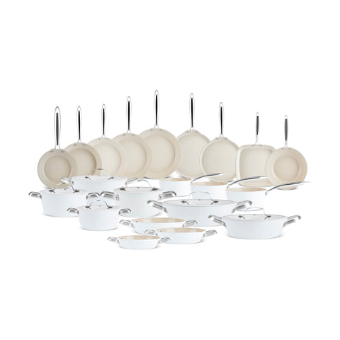 Karaca Swiss Crystal Almond Cream Wok Pan with Handle 28 cm