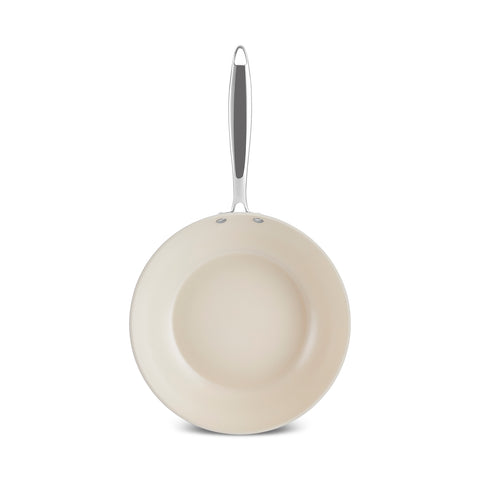 Karaca Swiss Crystal Almond Cream Wok Pan with Handle 28 cm