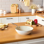 Karaca Swiss Crystal Almond Cream Wok Pan with Handle 28 cm