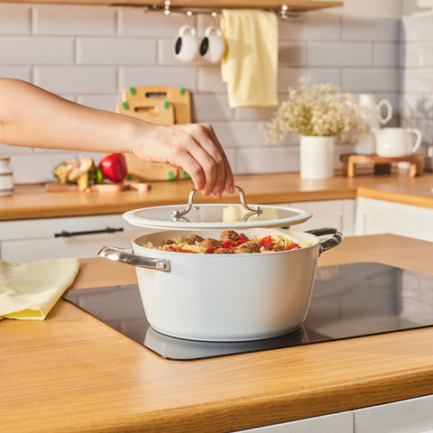 Karaca Swiss Crystal Almond Cream Stainless Steel Handle Casserole 24 cm
 