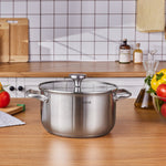 Karaca Elite Edelstahl-Induktions-Kochtopf mit Deckel, 22 cm, Silber