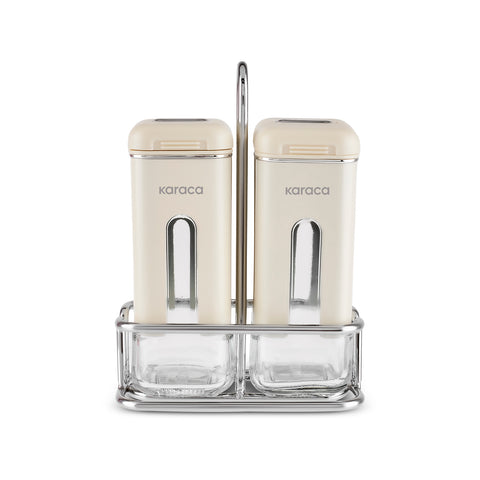 Karaca Luminous, 3-teiliger Salz- und Pfefferstreuer, Creme