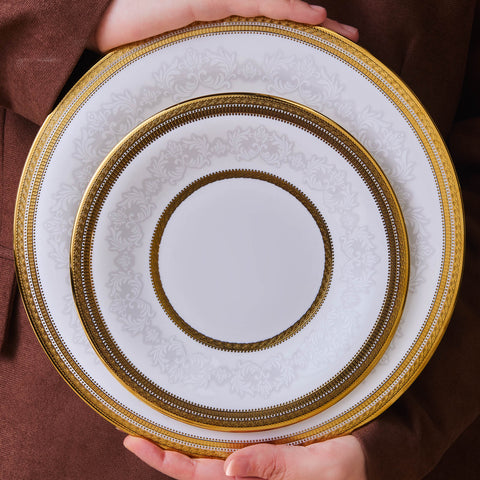 Karaca Royal Bone China Charlotte 55 Parça 12 Kişilik Yemek Takımı, Gold
