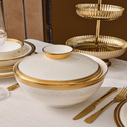 Karaca Royal Bone China Charlotte 55 Parça 12 Kişilik Yemek Takımı, Gold