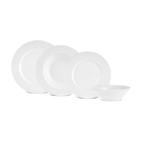 Karaca New Dome Tafelservice für 6 Personen, 24-teilig, Weiß