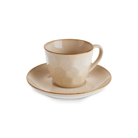 Karaca Aria Teetasse mit Untertasse mit Reaktivglasur, 230 ml, Beige
