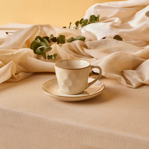 Karaca Aria Teetasse mit Untertasse mit Reaktivglasur, 230 ml, Beige