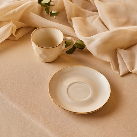 Karaca Aria Teetasse mit Untertasse mit Reaktivglasur, 230 ml, Beige