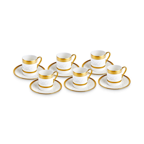 Karaca Royal Bone Charlotte Kaffeetassenset für 6 Personen, 90 ml