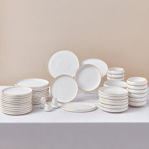 Karaca Stream Bone China Sunset 53-teiliges Servierset für 12 Personen, Gold