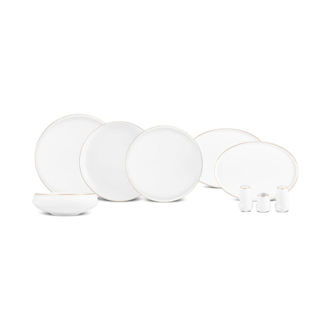 Karaca Stream Bone China Sunset 53-teiliges Servierset für 12 Personen, Gold