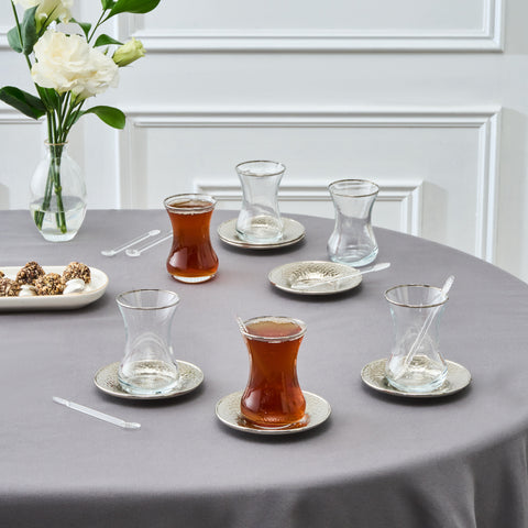 Karaca Ada Platin 6 Kişilik 18 Parça Çay Seti

