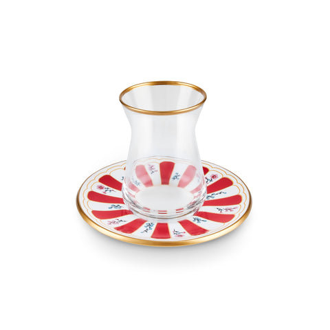  Karaca Bursa Turkish Tea Glass, 12-Piece, Red