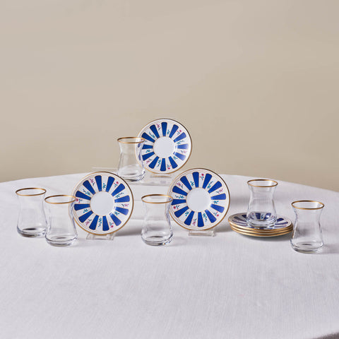 Karaca Bursa Türkisches Teeglas-Set, 12-teilig, Marineblau