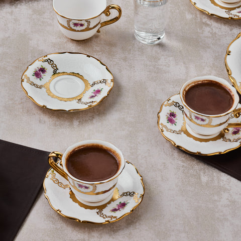 Karaca Royal Bone Elizabeth 6 Kişilik Kahve Fincanı Takımı, 90 ml
