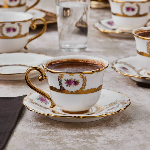 Karaca Royal Bone Elizabeth Kaffeetassenset für 6 Personen, 90 ml