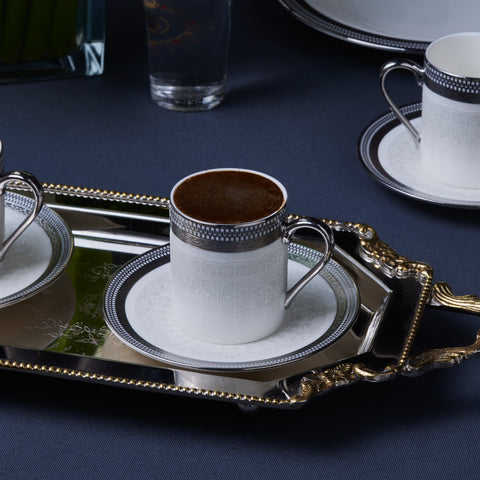 Karaca Royal Bone Kate Kaffeetassen-Set für 6 Personen, 90 ml