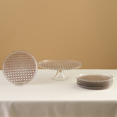 Karaca Rattan Grau-Glitzer 7-teiliges Kuchenset